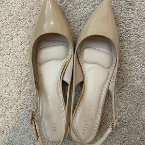 Beige slingback pumps kitten heel